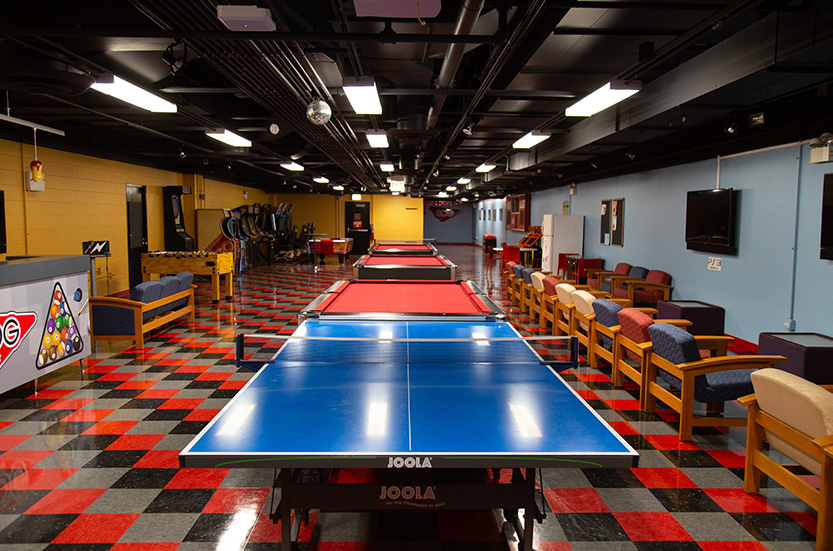 Image inside the Bog showing a ping pong table