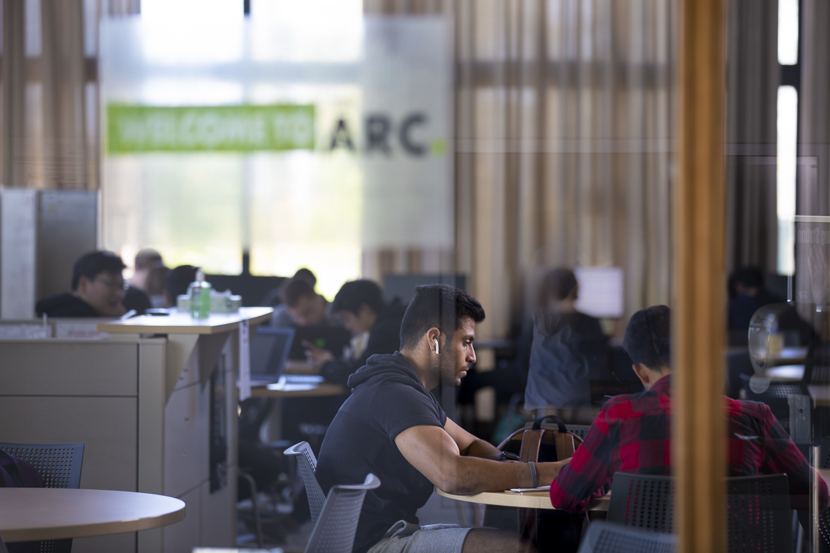 A student studies in the ARC