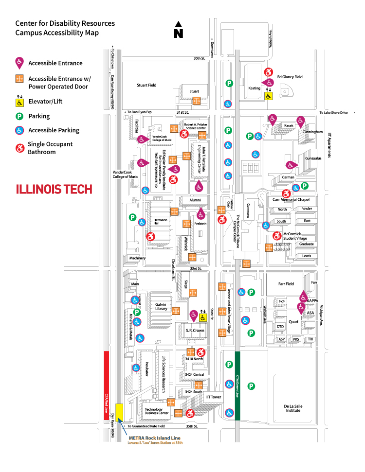 University Of Illinois Campus Map Mies Campus Map | Illinois Institute Of Technology
