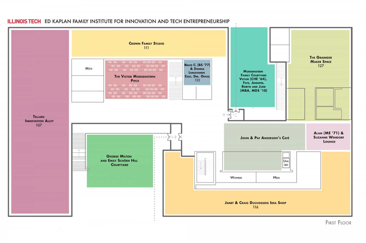Floor plan of Kaplan Institute's first floor