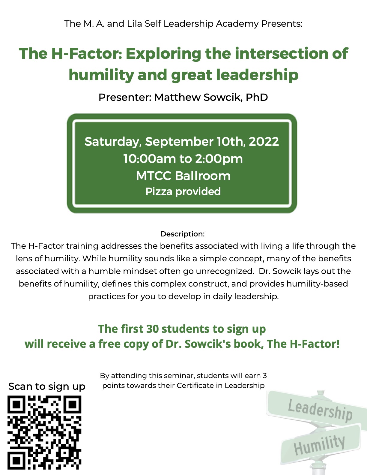 Leadership Academy Seminar # 1 - The H-Factor: Exploring the intersection of humility and great leadership