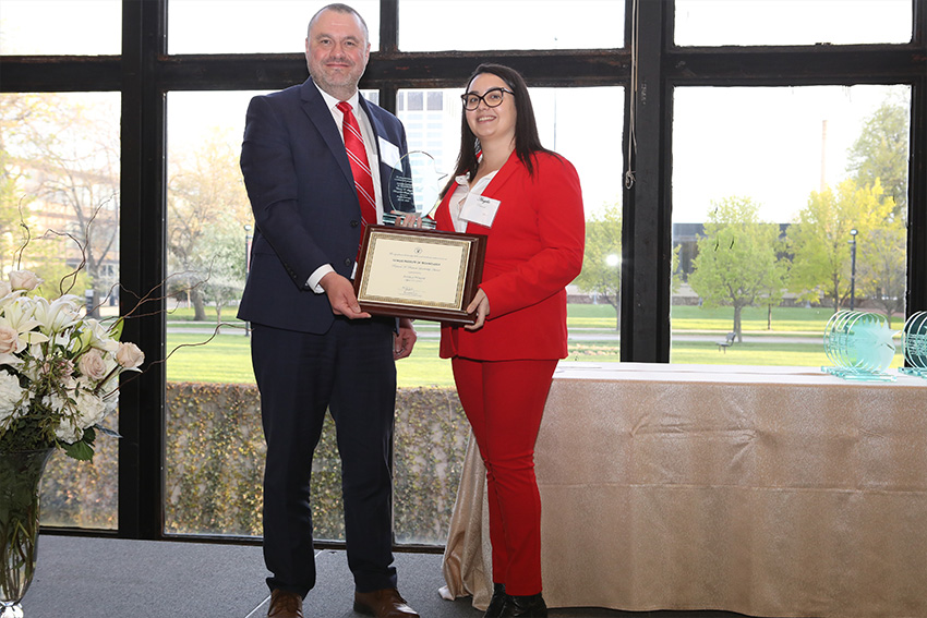 Angela Petrone and Provost Christensen