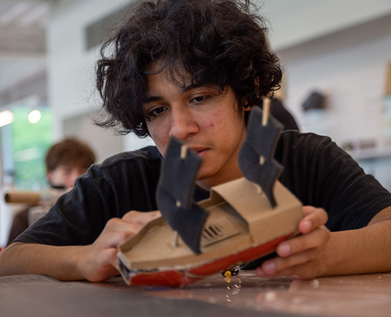 A student works on a project during Elevate College Prep's summer programs in summer 2024