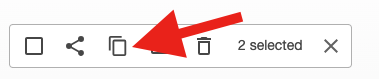 the copy icon of two stacked boxes with a red arrow pointing at them