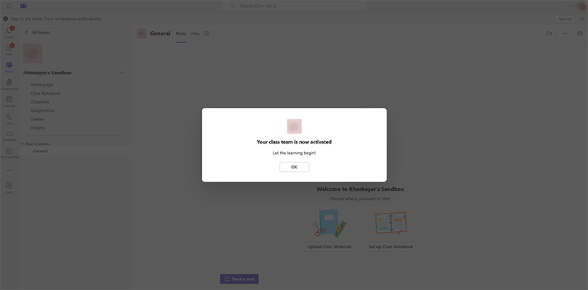 06 Your class team is now activated