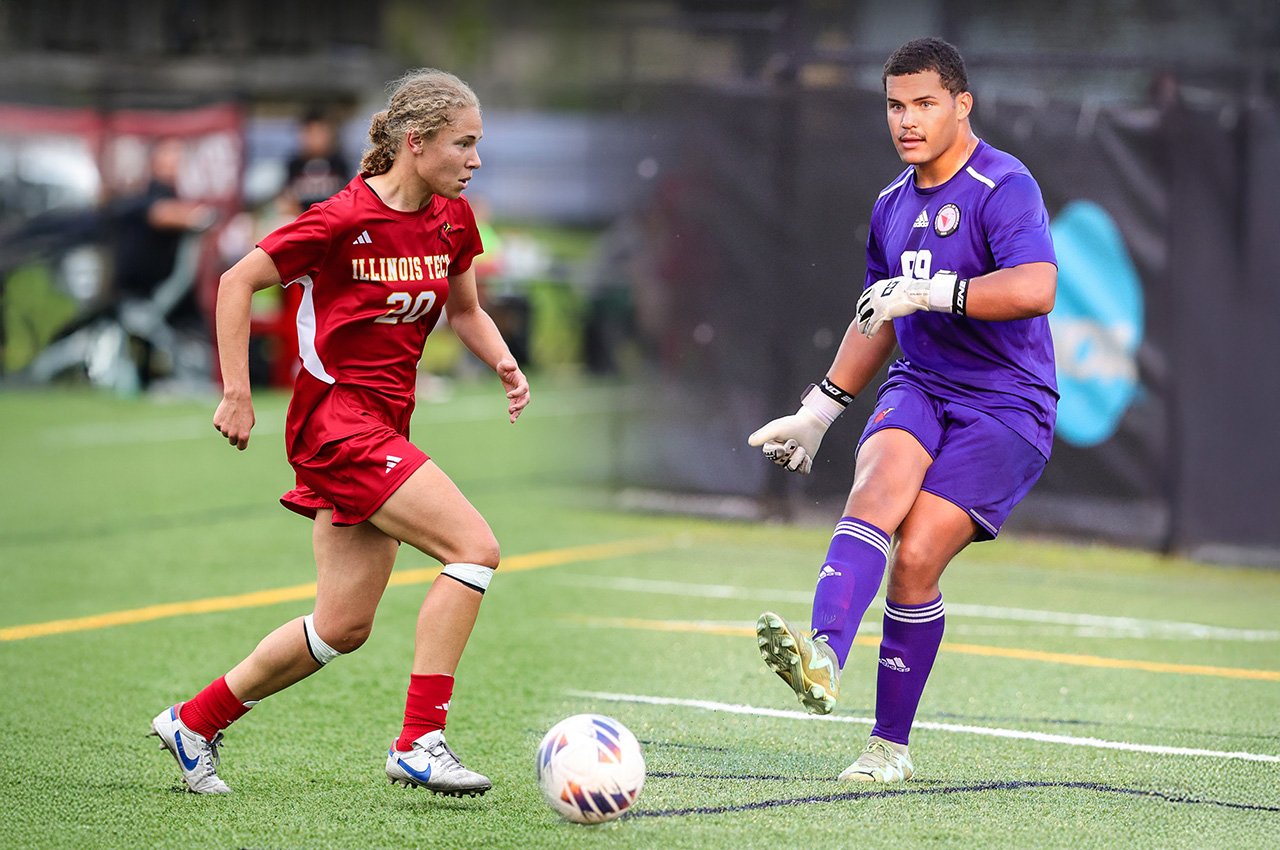 Illinois Tech student athletes Kayla Thomas [left] and Colin Thomas