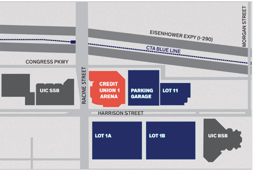 Credit Union 1 Arena Parking Map