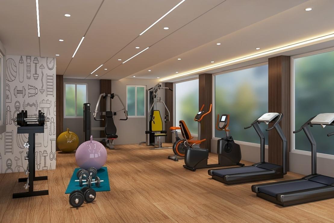 Gym with treadmills and exercise equipment