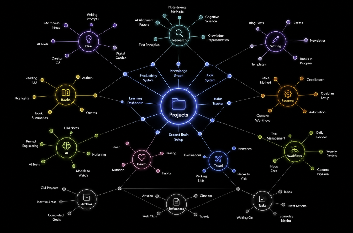 a web-like diagram of notes