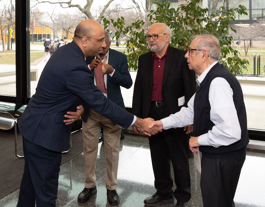 President of Illinois Institute of Technology Raj Echambadi, Professor Hassan Nagib, Professor Emeritus Serope Kalpakjian
