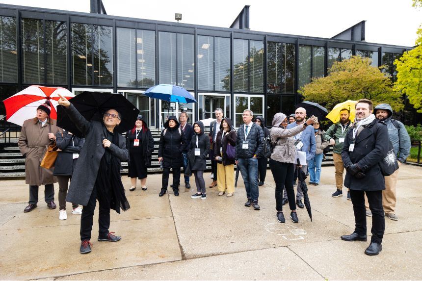 Reed Kroloff leads a tour of Illinois Tech's Historic Mies Campus