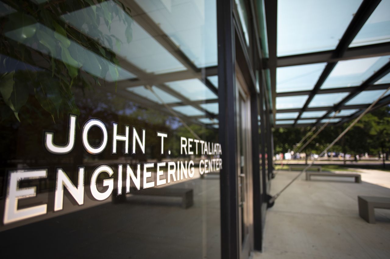 Photo of the front of John T. Rettaliata Engineering Center