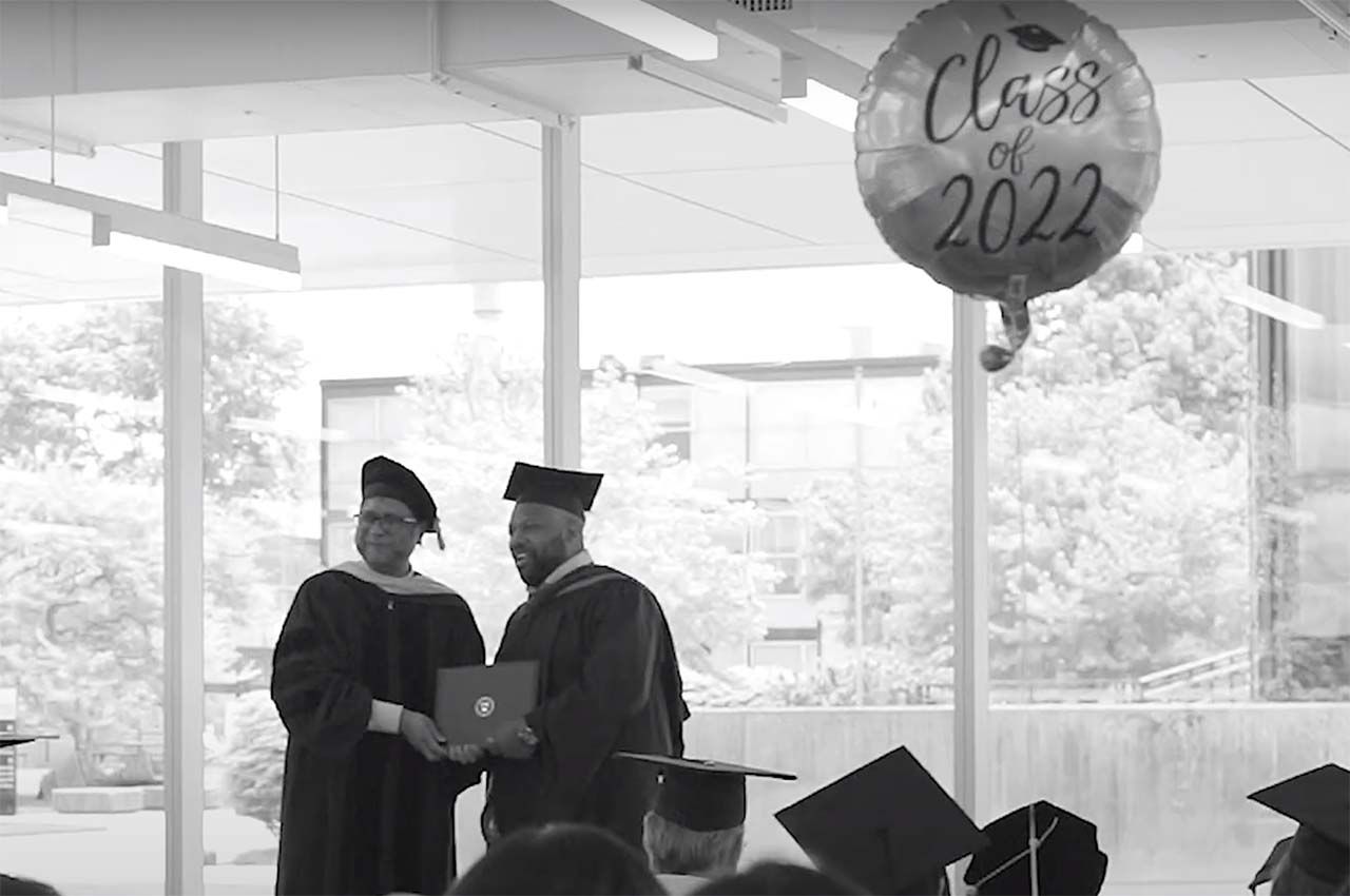 A screenshot from the 2022 Commencement highlight video