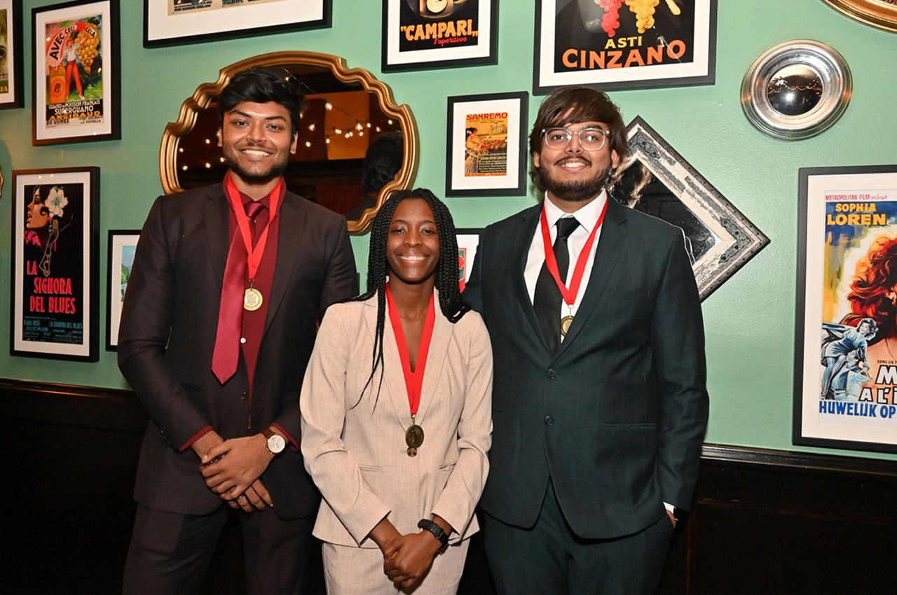 VigilAI team (from left to right) Utkarsh Nanda, Brittany Shepherd, and Utsav Pathak who earned first place in the Grainger Innovation Computing Prize competition.