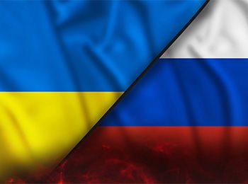 Ukraine and Russian Flag