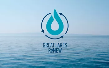 Great Lakes surface with Great Lakes ReNEW organization logo superimposed
