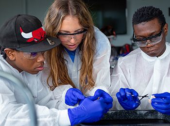 Two high school students work during an Elevate College Prep summer program