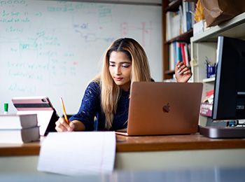 Student working solo in classrom