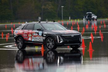 A re-engineered stock 2023 Cadillac Lyric used for the EcoCAR EV Challenge.