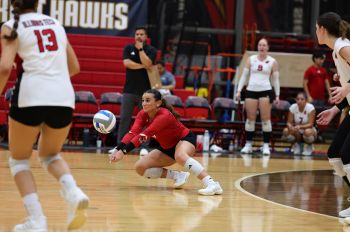 Illinois Tech volleyball player Brooke Rifkin digs the ball up