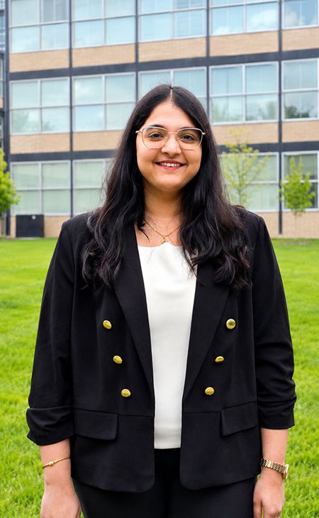 Environmental shot of College of Computing student Laasya Priya Vemuri (M.A.S. DSC 2nd Year)