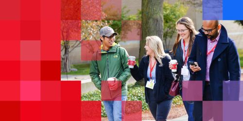 Illinois Tech Preview Day four graduate students walking outside together