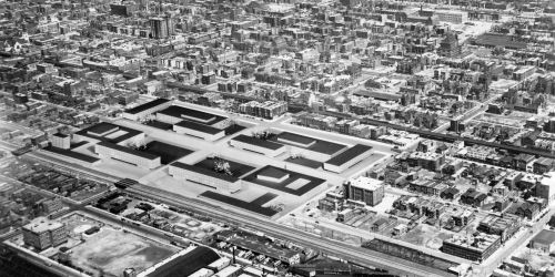 Birds-eye view of the Mies campus plan 