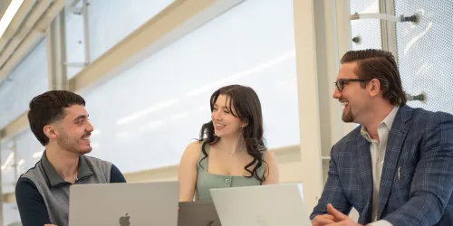Illinois Tech graduate students work together at Kaplan Institute