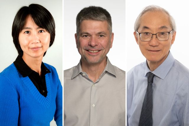 From left to right: Professor of Electrical and Computer Engineering Lin Cai, Frank Gunsaulus Faculty Fellow in Mechanical and Aerospace Engineering Boris S. Pervan, and Professor Emeritus of Electrical and Computer Engineering Thomas Wong