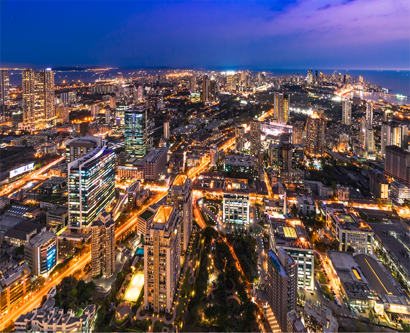 Aerial photo of Mumbai at night