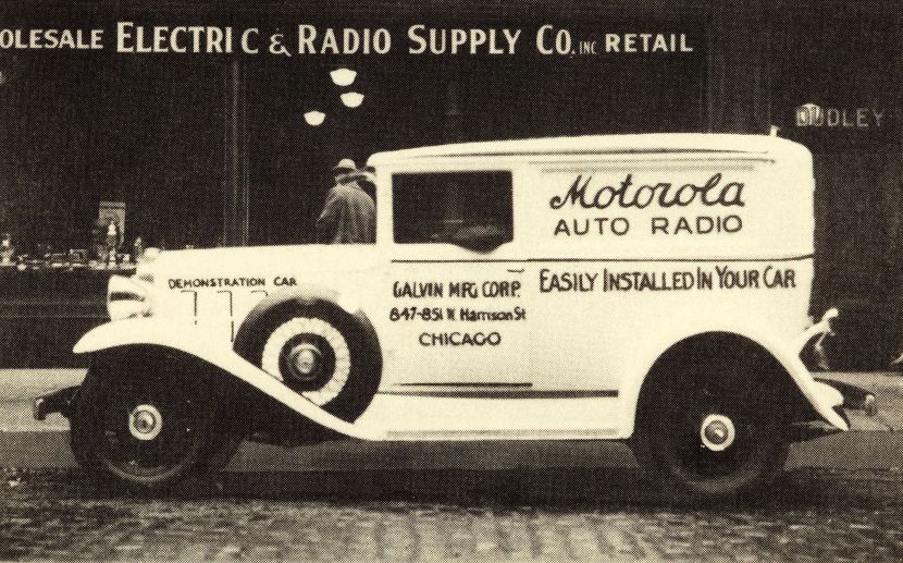 An early “demonstration car” showcasing the Motorola auto radio